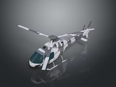 Modern Military Style Helicopter With Camouflage Paint Rotor And Landing Gear 3d model