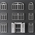 Jane European solid wood window floor-to-ceiling window casement window sliding window arched window 3d model