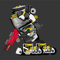 Robotic Character With Biomechanical Features Yellow White Armor And Red Claw Tools 3d model