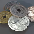 Vintage Antique Coin Ornament Decoration Set with Various Designs and Metal Craft