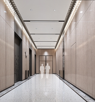 modern elevator hall elevator car 3d model