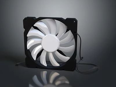 Electronic Cooling Fan With Black Frame And White Blades For Computer Systems 3d model