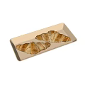 Two Fresh Flaky Golden Croissants Served On White Rectangular Plate