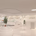 Elegant Modern White Specialty Store Interior With Curved Display Counters And Products 3d model
