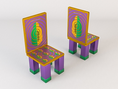 Modern Children's Chair Children's Cartoon Wooden Stool 3d model