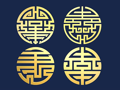 Traditional Chinese Golden Circular Carvings With Intricate Patterns And Classic Design 3d model