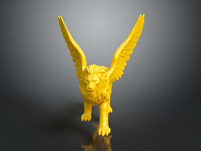 Golden Winged Lion Game and Movie Character With Mythical Features and Detailed Wings 3d model