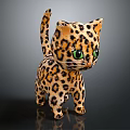 Cute Plush Leopard Stuffed Toy With Green Eyes And Spots