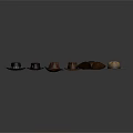 Various Styles Of Hats As Daily Living Products Arranged From Dark To Light Colors