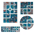 Square Kids Play Rug With Traffic Road Tracks And Building Patterns 3d model