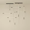 Modern Geometric Chandelier With Black And White Linear Design For Interior Ceiling Lighting 3d model