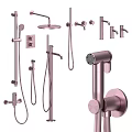 Black Modern Shower System With Handheld And Overhead Components And Wall Mounted Design 3d model