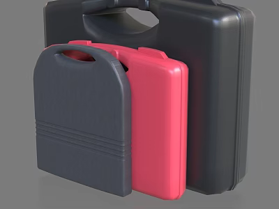 Portable Hardware Tools Storage Cases Featuring Black Red and Gray Tool Boxes 3d model