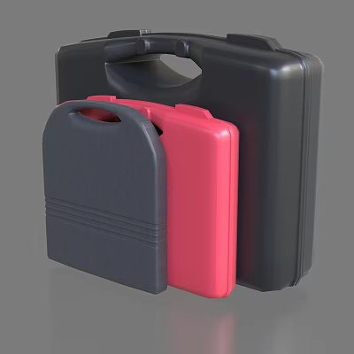 Portable Hardware Tools Storage Cases Featuring Black Red and Gray Tool Boxes 3d model