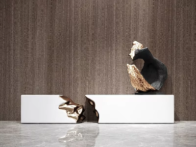 Modern Luxury Decorative Ornament Combination With Gold Black Metal And White Base For Interior Decoration 3d model