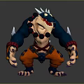 Fierce Game and Movie Character With Spiked Back Blue Body Red Pants And Purple Claws