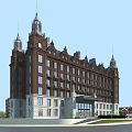 Aerial Planning of Community Area with Red Brick Buildings Parking Lot Road and Green Trees