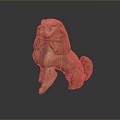 Traditional Standing Wooden Lion Sculpture With Intricate Carving Details And Textured Surface