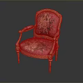 Classical Single Chair With Pink Floral Upholstery And Carved Wooden Frame