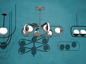 Modern chandelier bulb chandelier combination 3d model
