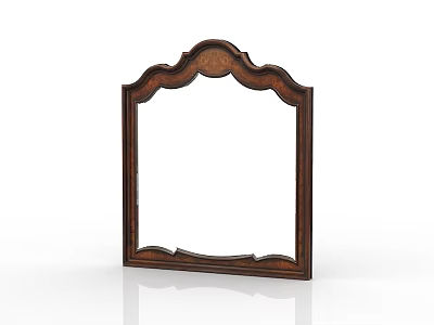 Vintage Wooden Vanity With Intricate Carved Mirror Frame And Decorative Design 3d model