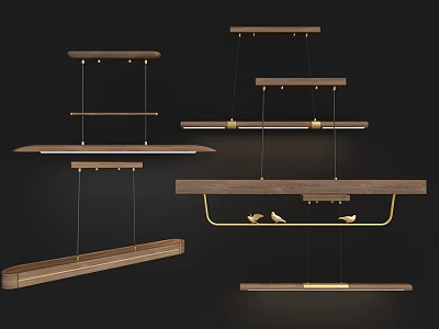 Modern Wooden Pendant Lights With Metal Accents And Minimalist Design Styles 3d model