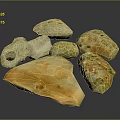 Natural Stone and Rustic Wood Decorative Pieces with Various Shapes and Colored Textures
