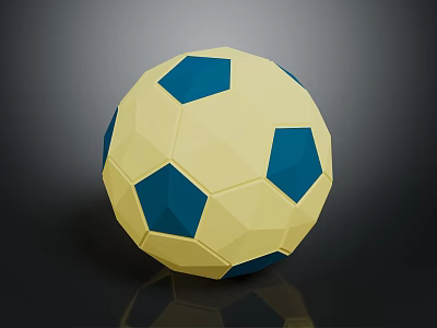 Geometric Yellow And Blue Soccer Ball As Sports Equipment For Training And Games 3d model