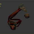 Red And Brown Mechanical Claw Device With Red Emblem And Reflective Base 3D Render 3d model
