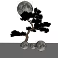 Moon Shaped Floor Lamp With Pine Tree Decoration And Illuminated Ambient Lighting