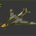 Green Gray Camouflage Military Aircraft Model With Yellow Nose Orange Tail And Cross Markings