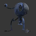 Sci Fi Blue Spherical Robot Creature With Mechanical Arms And Legs 3d model