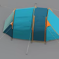 Blue Camping Tent With Orange Edges And Dome Design For Outdoor Use