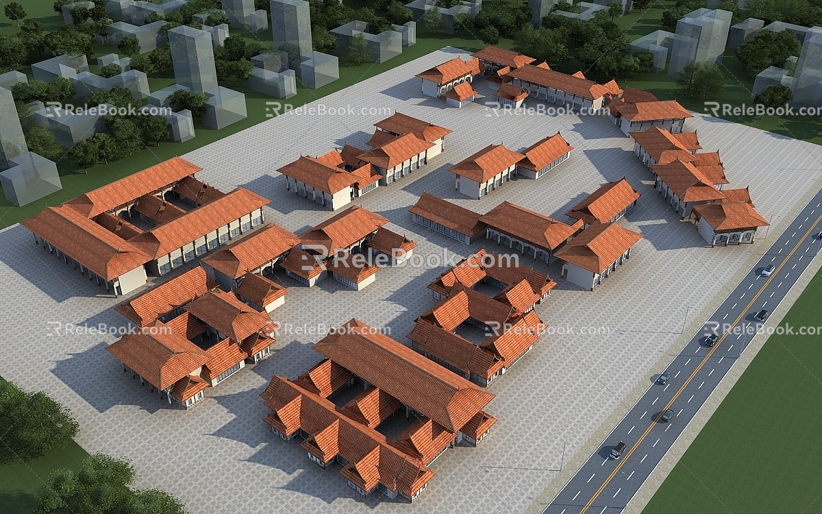 Southeast Asia Commercial Street Thailand City Hotel Apartment Courtyard 3d model