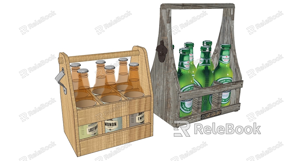 Wooden Wine Shelf Beer Beverage Drink Wine Bottle model