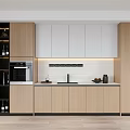Modern Kitchen Interior With Wooden And White Cabinets Countertop And Appliances