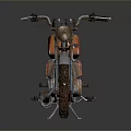 Vintage Rusted Red and Gray Motorcycle Featuring Classic Body Seat Exhaust and Wheels