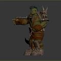 Orc Warrior Character With Green Skin Horns Spiked Armor Orange Belt And Metal Boots