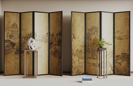 new chinese style screen 3d model