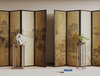 new chinese style screen 3d model