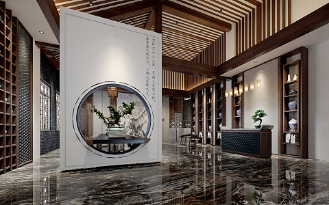 New Chinese Hall Hotel Lobby 3d model