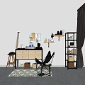 Stylish Console And Side Cabinet Design With Stool Mirror Decorations And Patterned Rug