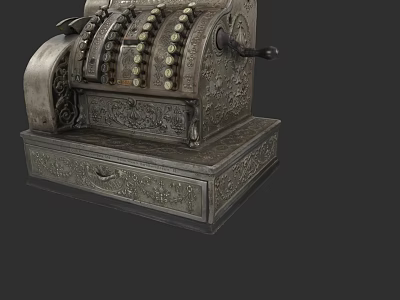 Vintage Mechanical Cash Register As Classic Commercial Equipment With Ornate Metal Design 3d model