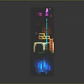 Colorful Pixel Art Cartoon Scene With Multi Layer Structure And Glowing Elements