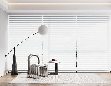 Modern venetian blinds venetian blinds blackout curtain metal single chair floor lamp 3d model