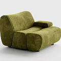 Modern Olive Green Velvet Single Sofa With Curved Shape And Comfortable Design 3d model