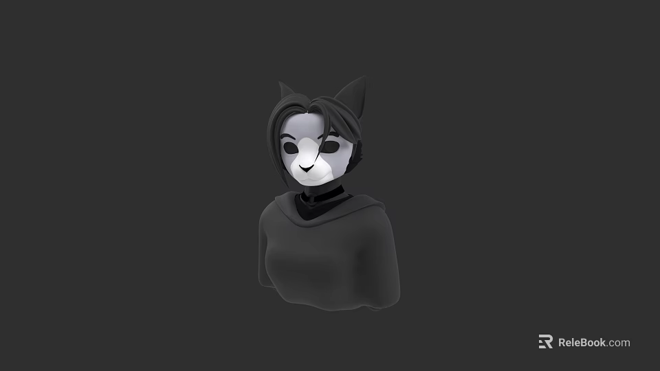 Game and Movie Character 3D Model With Cat Ears Mask And Hoodie 3d model 