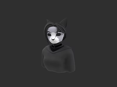 Game and Movie Character 3D Model With Cat Ears Mask And Hoodie 3d model