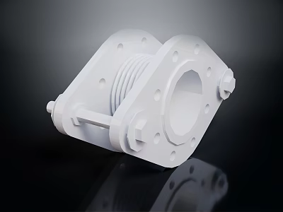 Practical White Plastic Household Connector With Screw Holes And Round Interface 3d model
