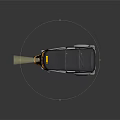 Three Wheeled Auto Rickshaw With Yellow Warning Light Black Roof And Flame Side Patterns